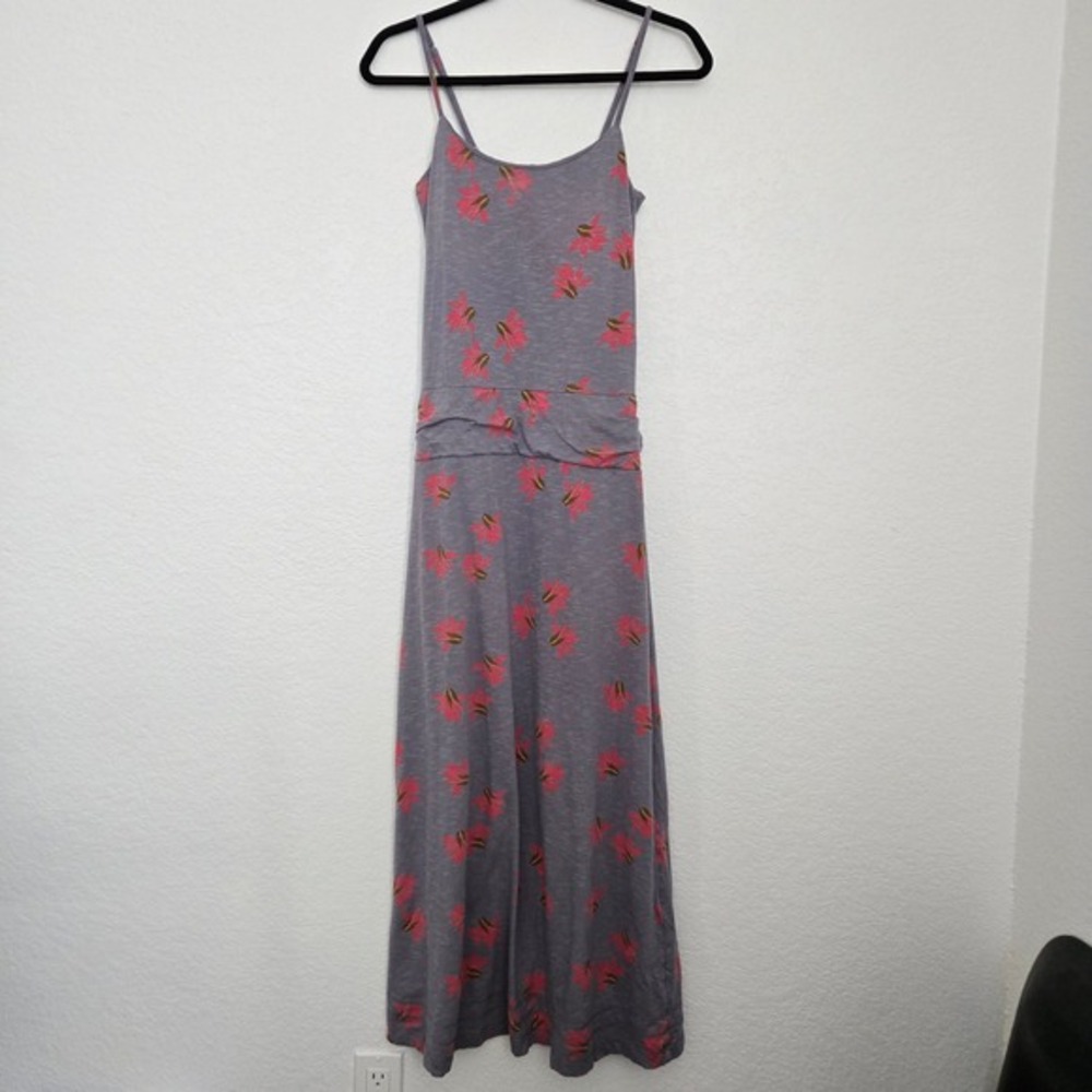 Toad&Co Eco XS Gray‎ Floral Sleeveless Maxi Dress Casual Pocket Beach